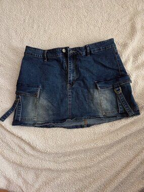 Project Rebel Denim Cargo Mini Skirt XL Y2K Utility
